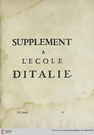 Supplement à l'ecole d'Italie