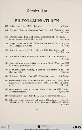 Bildnis-Miniaturen (Nr. 192-217)