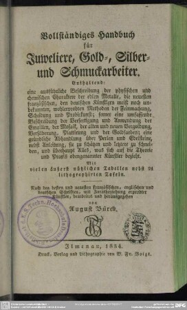 Vollständiges Handbuch für Juweliere, Gold-, Silber- und Schmuckarbeiter [...]