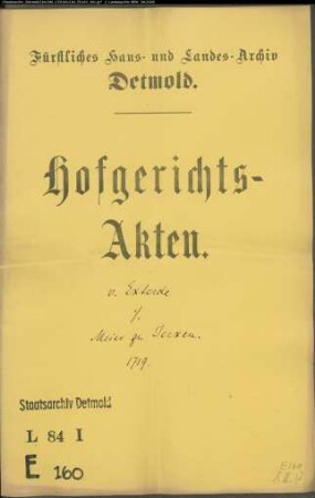 von Exterdesche Vormunde gegen Meier zu Jerxen - Schuldforderung