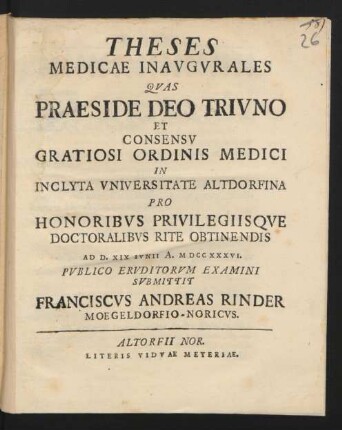 Theses Medicae Inaugurales