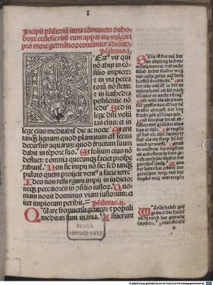 Psalterium : cum apparatu vulgari familiariter appresso = Lateinisch psalter mit de[m] teutschen nutzliche[n] dabei gedruckt