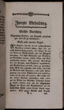 Sechste Vorlesung. [...] Erste und zweyte Regel.