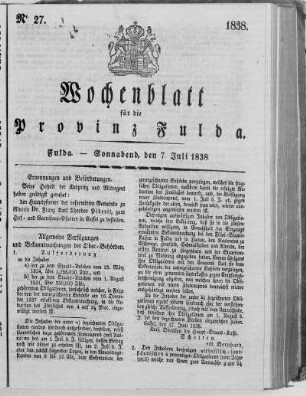 Nr. 27, Ausgabe vom 7. Juli 1838