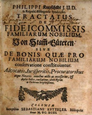 Tractatus de fideicommissis familiarum nobilium