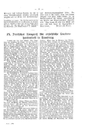 IX. Deutscher Kongreß für erziehliche Knabenhandarbeit in Hamburg