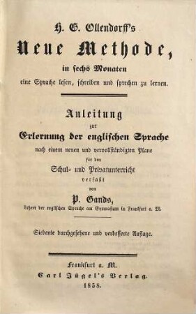 Anleitung zur Erlernung der englischen Sprache