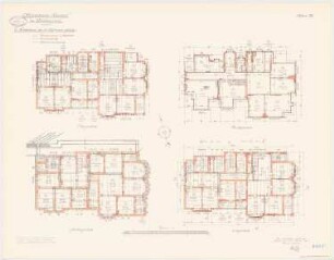 Offiziersheim Taunus, Falkenstein Wohnhaus für 14 Offiziere (östlich): Heizungssystem: Grundriss Keller, Erdgeschoss, Obergeschoss, Dachgeschoss 1:100