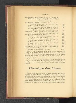 Chronique des Livres.