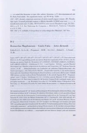 D 2. Bernardus Magdunensis, Guido Faba, Artes dictandi