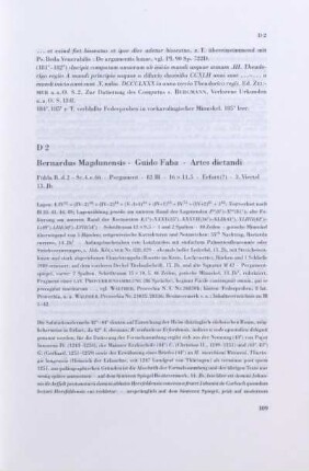 D 2. Bernardus Magdunensis, Guido Faba, Artes dictandi