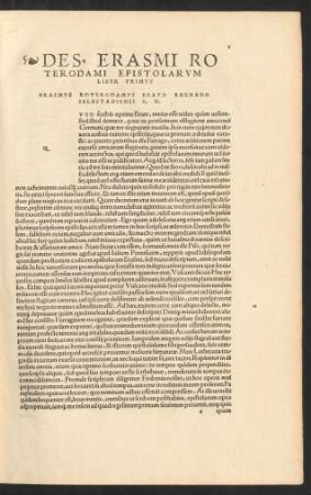 Des. Erasmi Roterodami Epistolarum Liber Primus