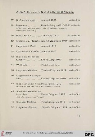 Aquarelle und Zeichnungen (Nr. 37-63)