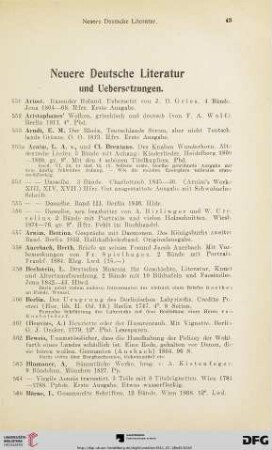 Neuere Deutsche Literatur und Uebersetzungen (Nr. 551-604)