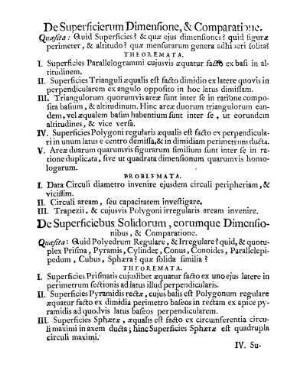 De Superficierum Dimensione, & Comparatione.