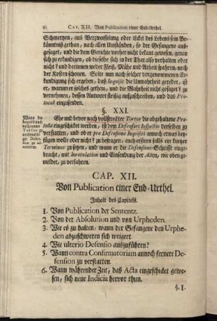 Cap. XII. Von Publication einer End-Urthel.