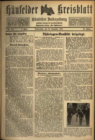 Zweite Ausgabe vom Donnerstag, den 25. Dezember 1930.