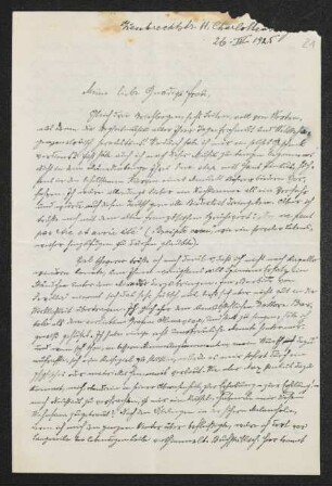 Brief von Siegmund Feldmann an Margarete Hauptmann