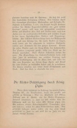 Die Kloster-Bestättigung durch König Pipin