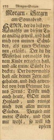 Morgen-Seegen am Sonnabend