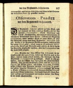 Observations-Puncten vor den Regiments-Adjutanten.