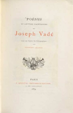 Poésies et lettres facétieuses de Joseph Vadé