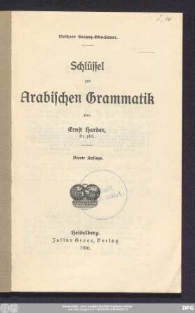 2: Schlüssel zur arabischen Grammatik