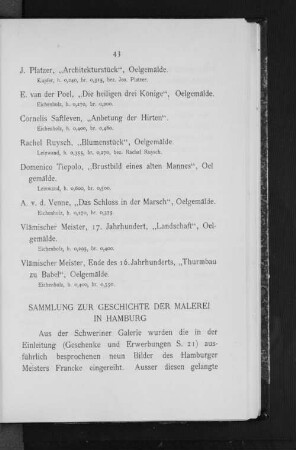 Sammlung zur Geschichte der Malerei in Hamburg