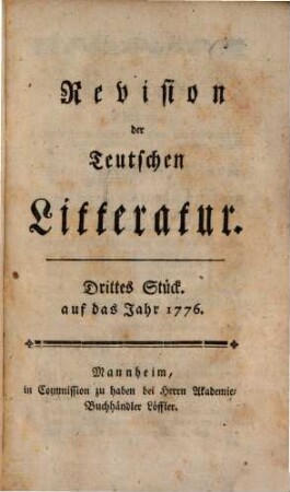 Revision der teutschen Litteratur. 3. 1776