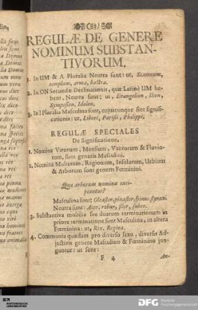 Regulae De Genere Nominum Substantivorum.