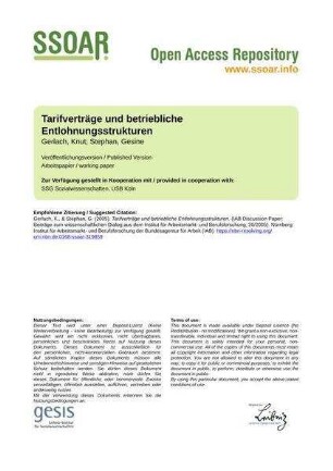 Tarifverträge und betriebliche Entlohnungsstrukturen