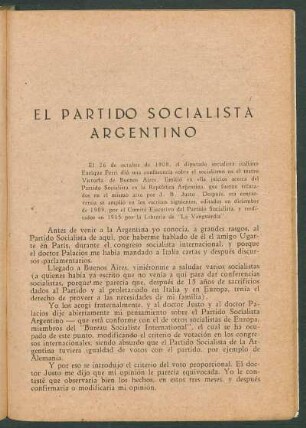El Partido Socialista Argentino