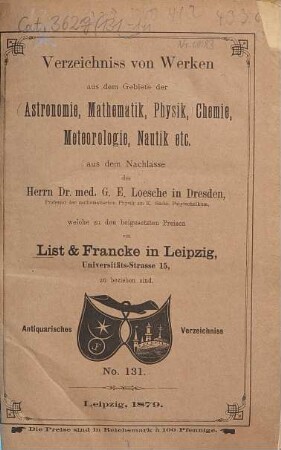 Lager-Verzeichnis. 131. 1879