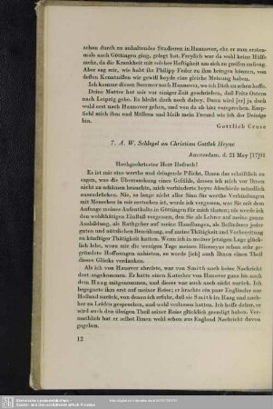 August Wilhelm von Schlegel an Christian Gottlob Heyne, Amsterdam, 21.05.1791