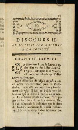 73-80, Chapitre Premier