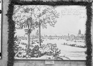 Alte Ansicht mit Mainbrücke und Dom