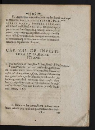 Cap. VIII. De Investitura Et Praescriptione.