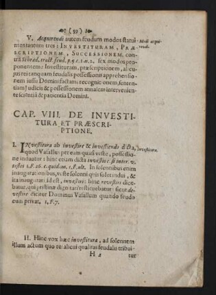 Cap. VIII. De Investitura Et Praescriptione.