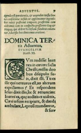 Dominica Tertia Adventus.