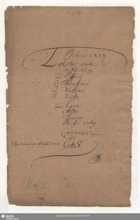 Laetatus sum - Mus.1696-E-507 : V (5), Coro, orch, bc