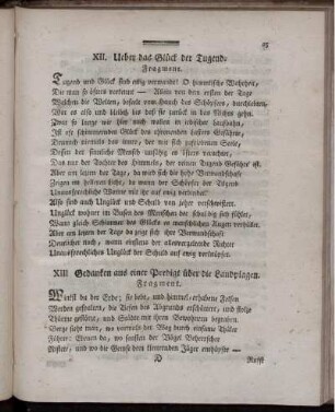 XII. Ueber das Glück der Tugend. Fragment.