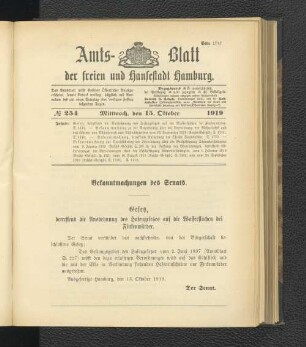 No.254, Mittwoch, den 15. Oktober 1919