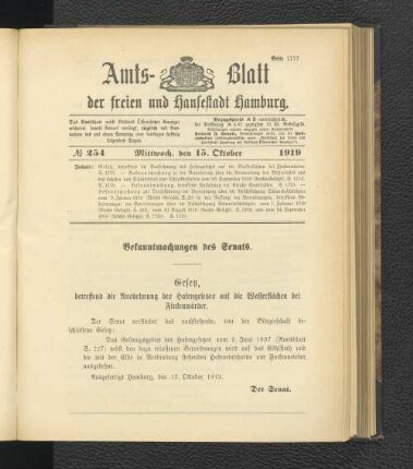 No.254, Mittwoch, den 15. Oktober 1919