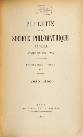 Bulletin. 1889/90 = 8. Sér., T. 2