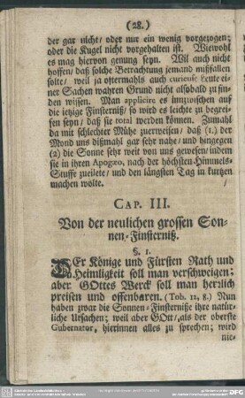 Cap. III. Von der neulichen grossen Sonnen-Finsterniß