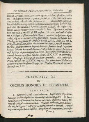 Dissertatio XI. De Osculis Honoris Et Clementiae.