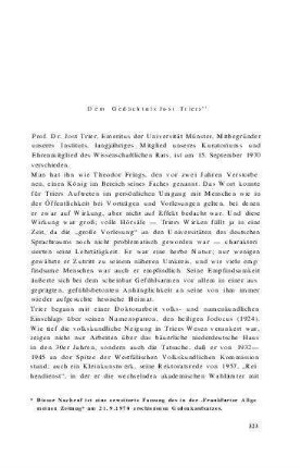 Dem Gedächtnis Jost Triers