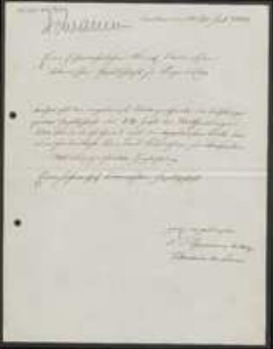 Brief von Carl Traugott Schramm an Regensburgische Botanische Gesellschaft