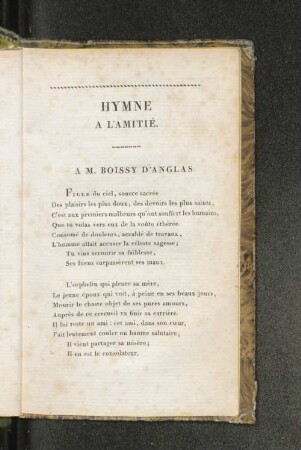 Hymne a l'amitié.