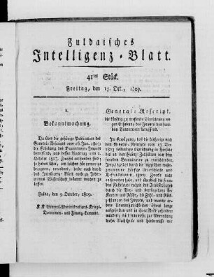 41tes Stück, Ausgabe vom 13. Okt. 1809